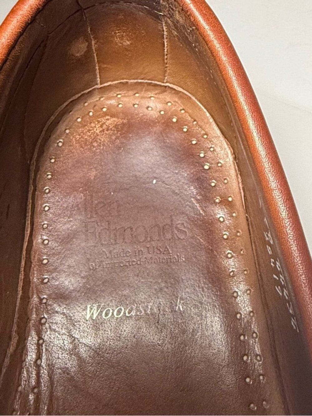 Allen Edmonds Woodstock Mens 11 D Brown Leather Kiltie Braided Penny Loafers USA - Picture 6 of 7